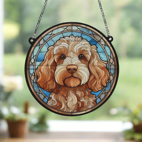 Cockapoo Golden Stained Glass Effect Suncatcher